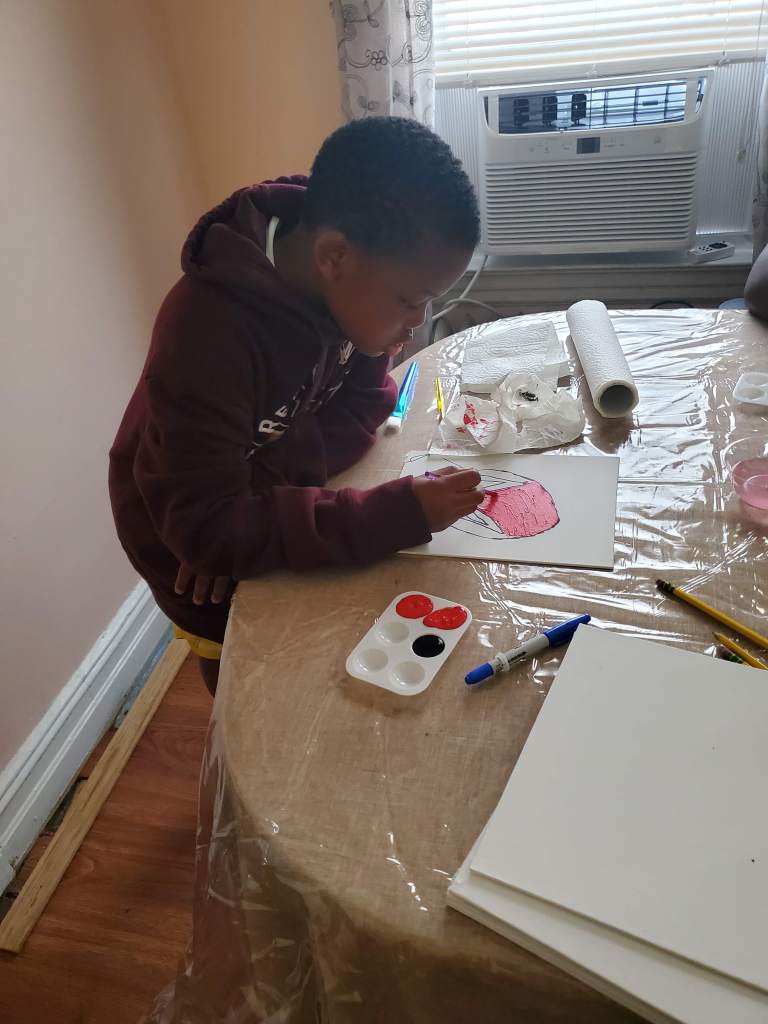 Boy working at a desk